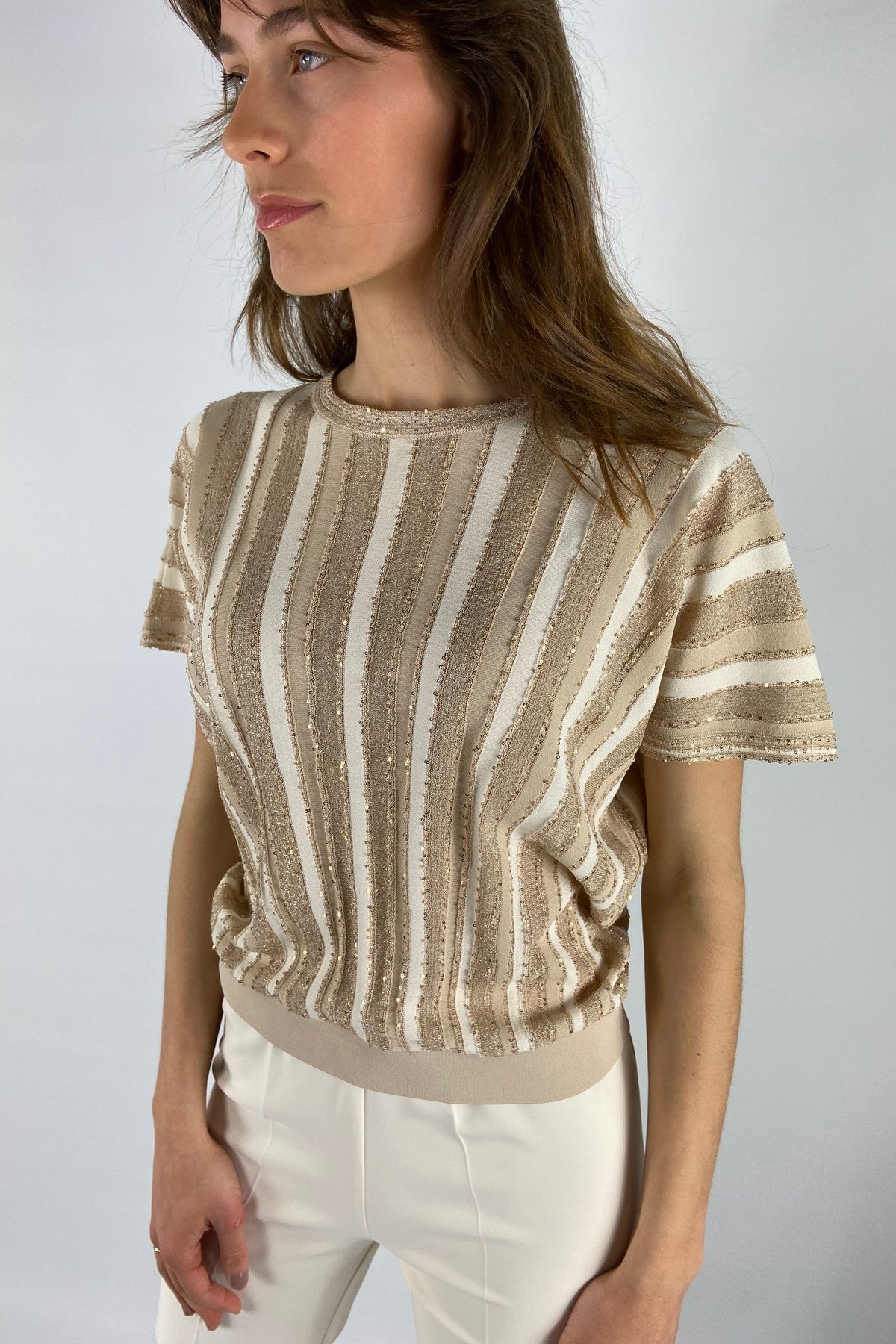 D-Exterior Knitted Top with sparkle