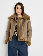 Load image into Gallery viewer, Taifun Faux Shearling Bomber Jacket
