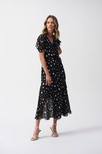 Joseph Ribkoff V-Neck Polka Dot Wrap Dress