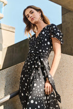 Load image into Gallery viewer, Joseph Ribkoff V-Neck Polka Dot Wrap Dress
