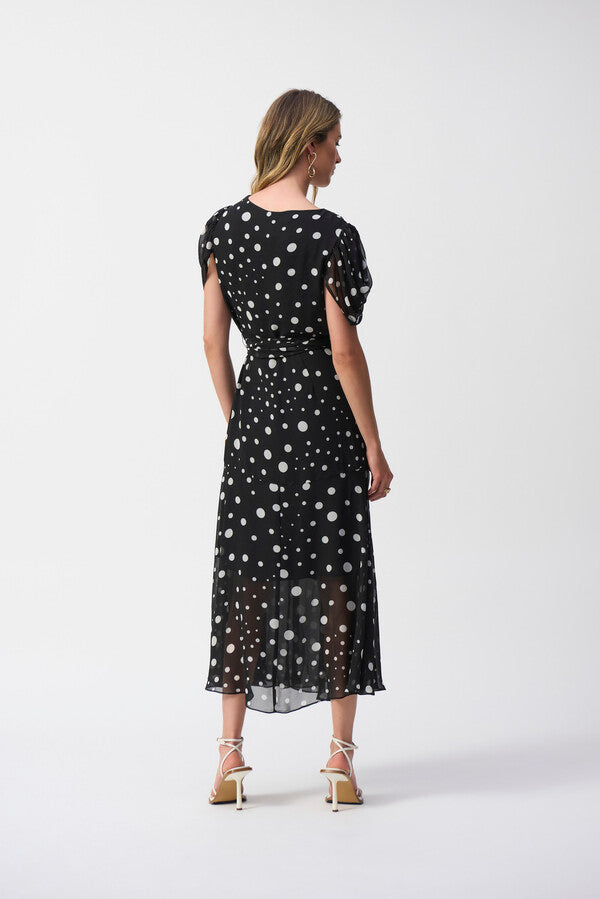 Joseph Ribkoff V-Neck Polka Dot Wrap Dress