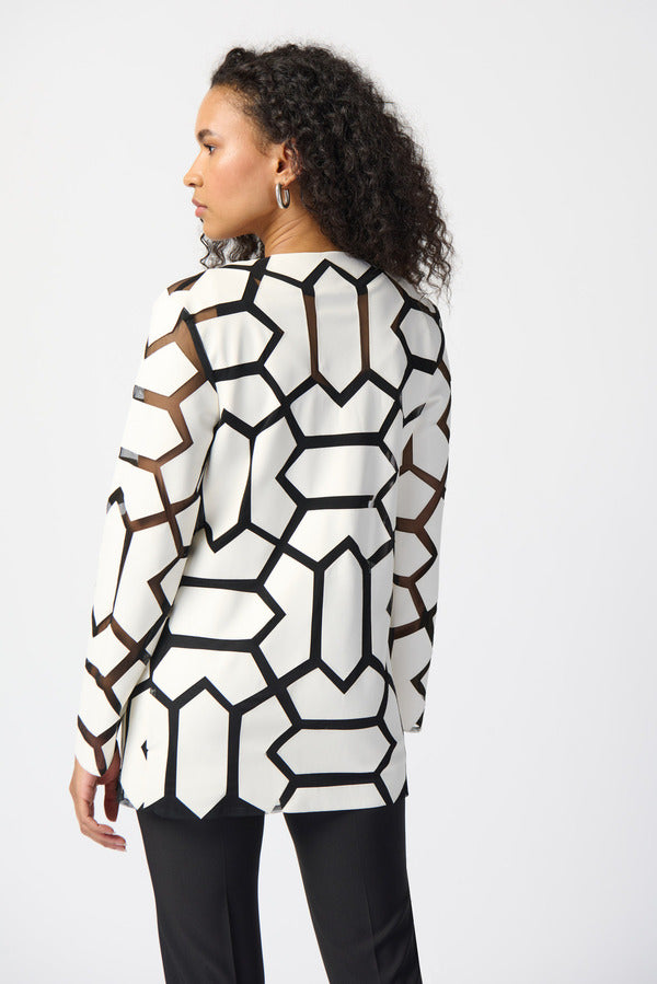 Joseph Ribkoff Geometric Pattern Dual Fabric Jacket