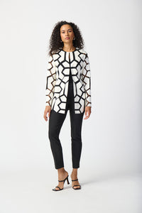 Joseph Ribkoff Geometric Pattern Dual Fabric Jacket