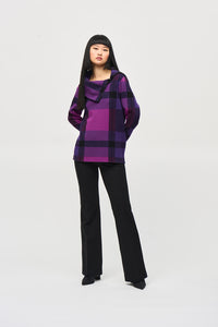 Joseph Ribkoff Casual Tartan Cowl Neck Top