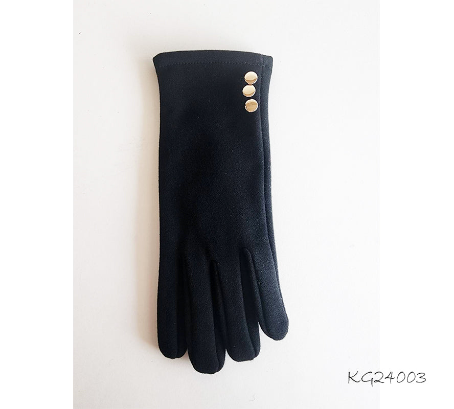 Black Winter Glove with Gold Buttons