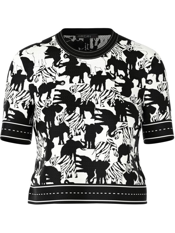 Marc Cain Black White Printed Sweater