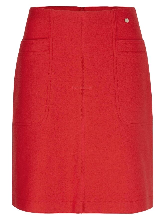 Marc Cain Red Boiled Wool Skirt