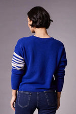 Load image into Gallery viewer, Peruzzi Asymetric Knit Blue/Ecru
