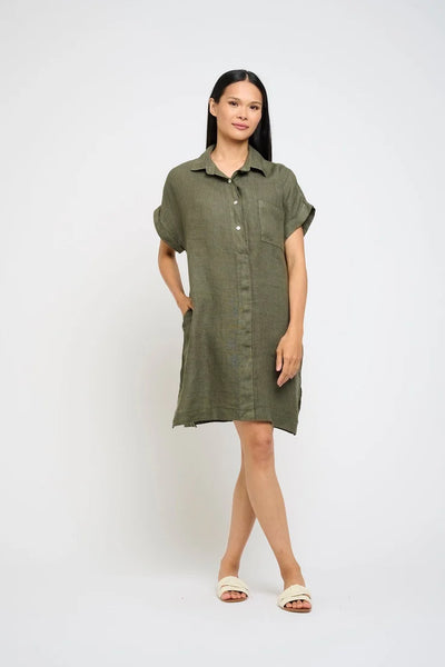 pistache linen dress Pistache Long Linen Vest Dress with Pockets in Large Tropical Floral P