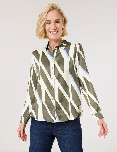 Gerry Weber Printed Blouse in khaki/white