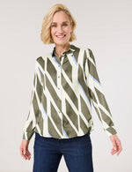 Load image into Gallery viewer, Gerry Weber Printed Blouse in khaki/white
