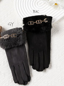 Winter Gloves with faux fur & chain cuff