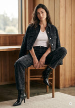 Load image into Gallery viewer, Marc Aurel Black denim jacket with rose print
