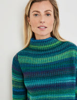 Load image into Gallery viewer, Gerry Weber Blue Multi colour Turtleneck Sweater
