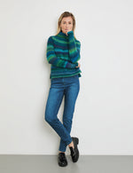 Load image into Gallery viewer, Gerry Weber Blue Multi colour Turtleneck Sweater
