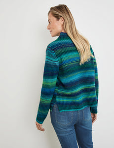 Gerry Weber Blue Multi colour Turtleneck Sweater