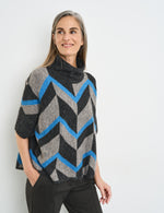 Load image into Gallery viewer, Gerry Weber Grey/Blue Chevron Pattern Top
