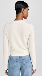 Load image into Gallery viewer, White &amp; Warrren Cashmere Cardigan with embellished buttons
