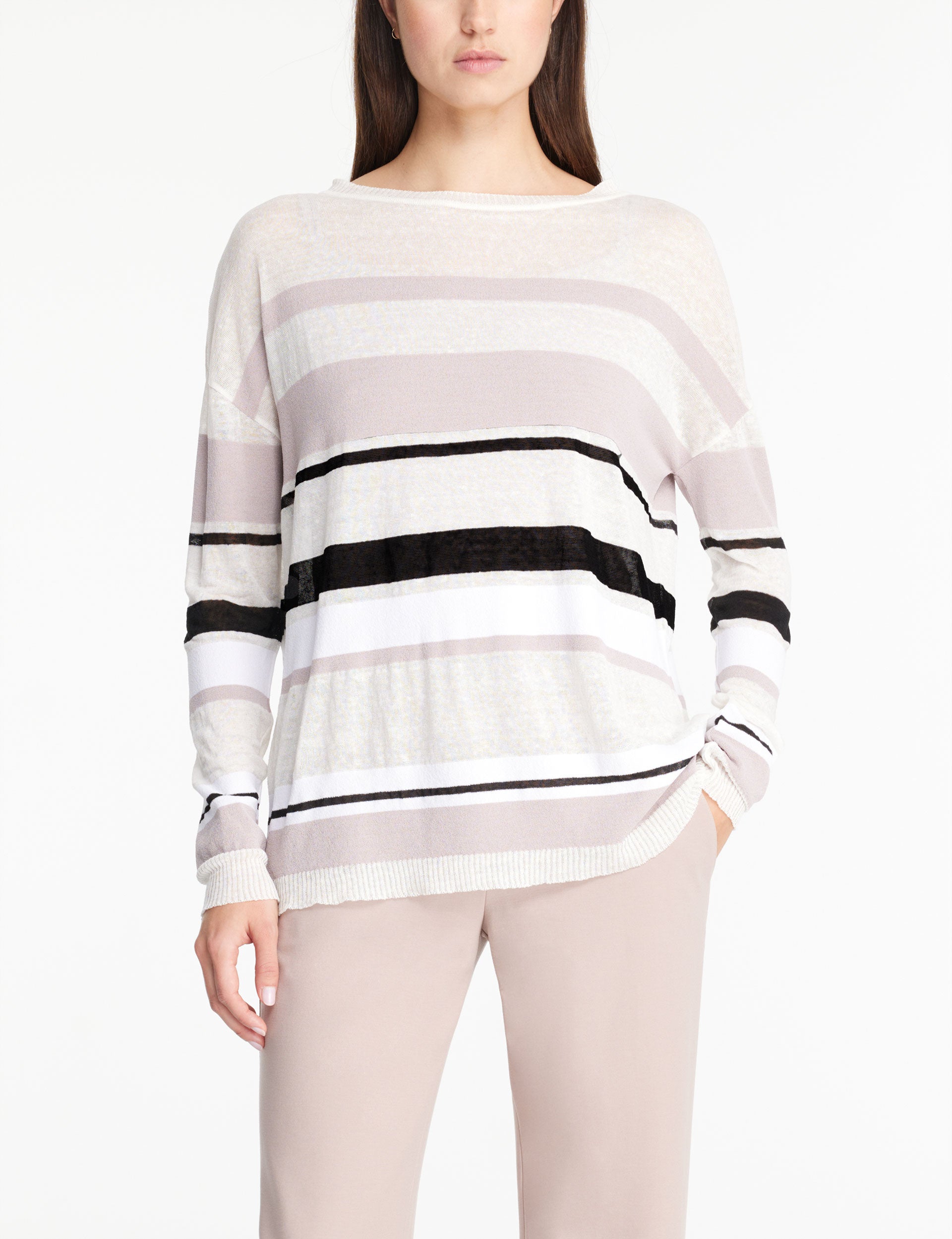 Sarah Pacini Striped Sweater Translucent