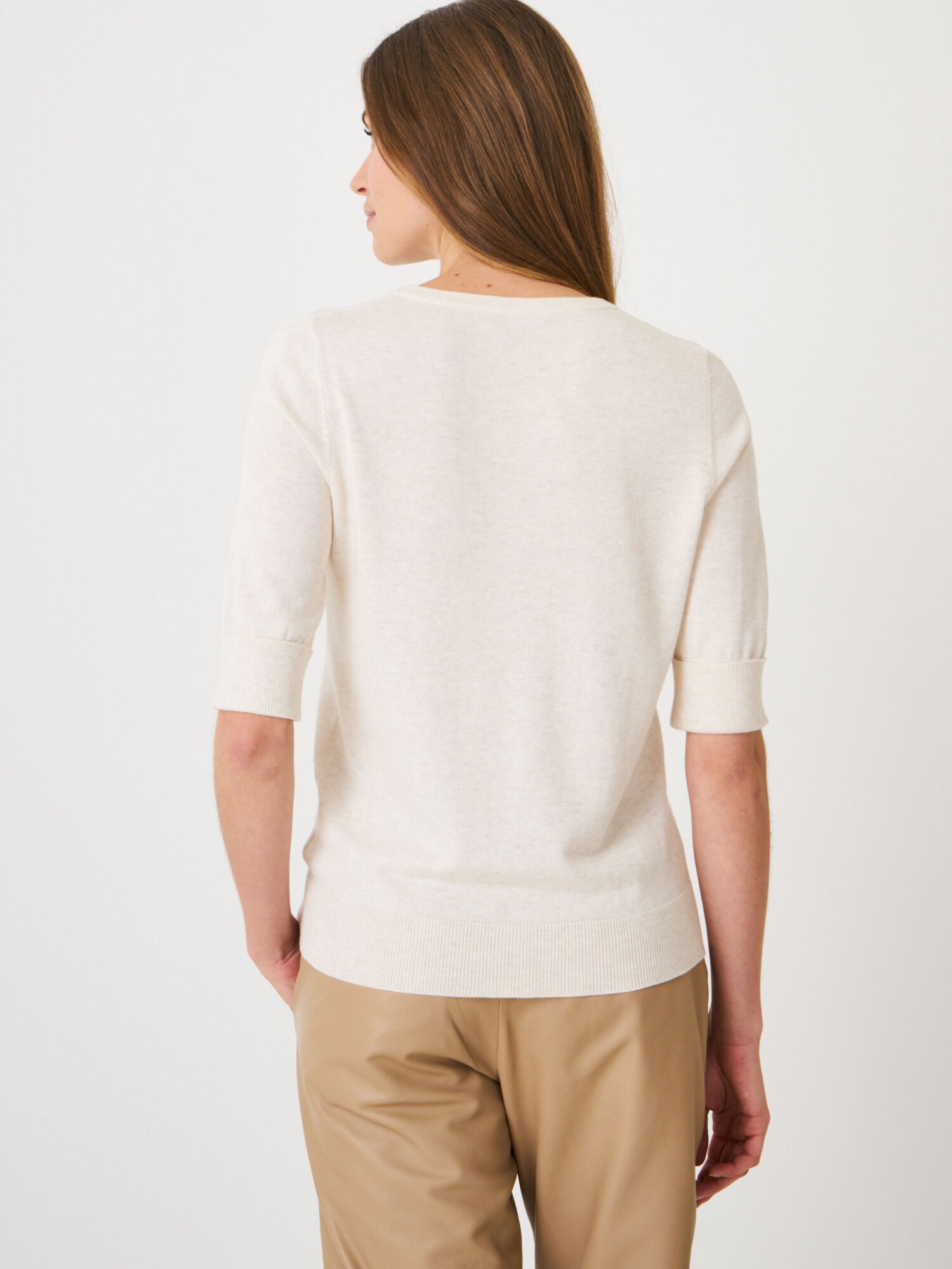 Repeat Basic Fine Knit Short Sleeve Pullover In Organic Cotton