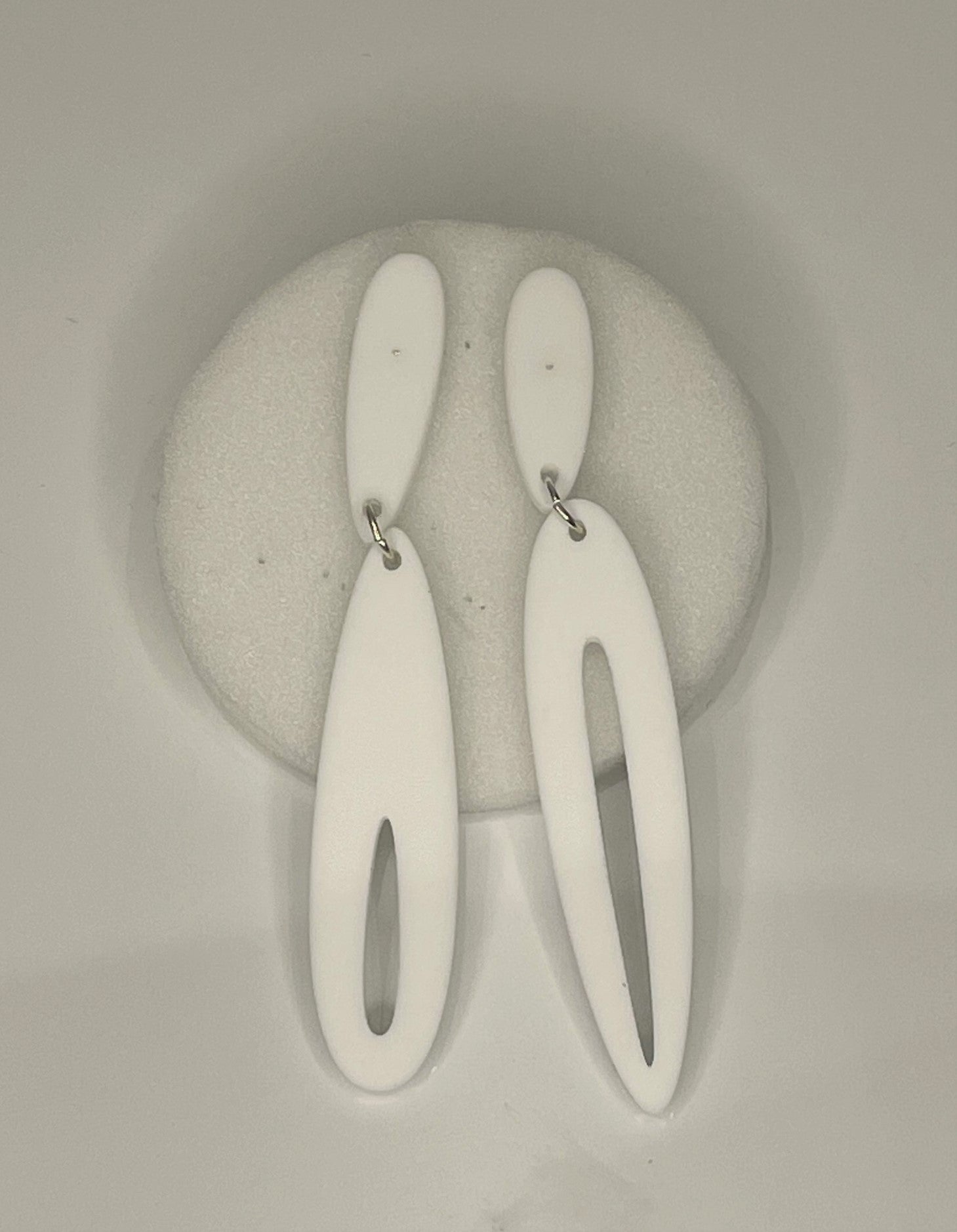 Alex & Svet Acrylic White Asymmetrical Earrings