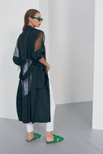 Load image into Gallery viewer, Naya Black Coat with mixed fabrics
