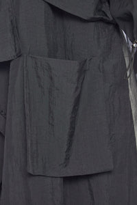 Naya Black Coat with mixed fabrics