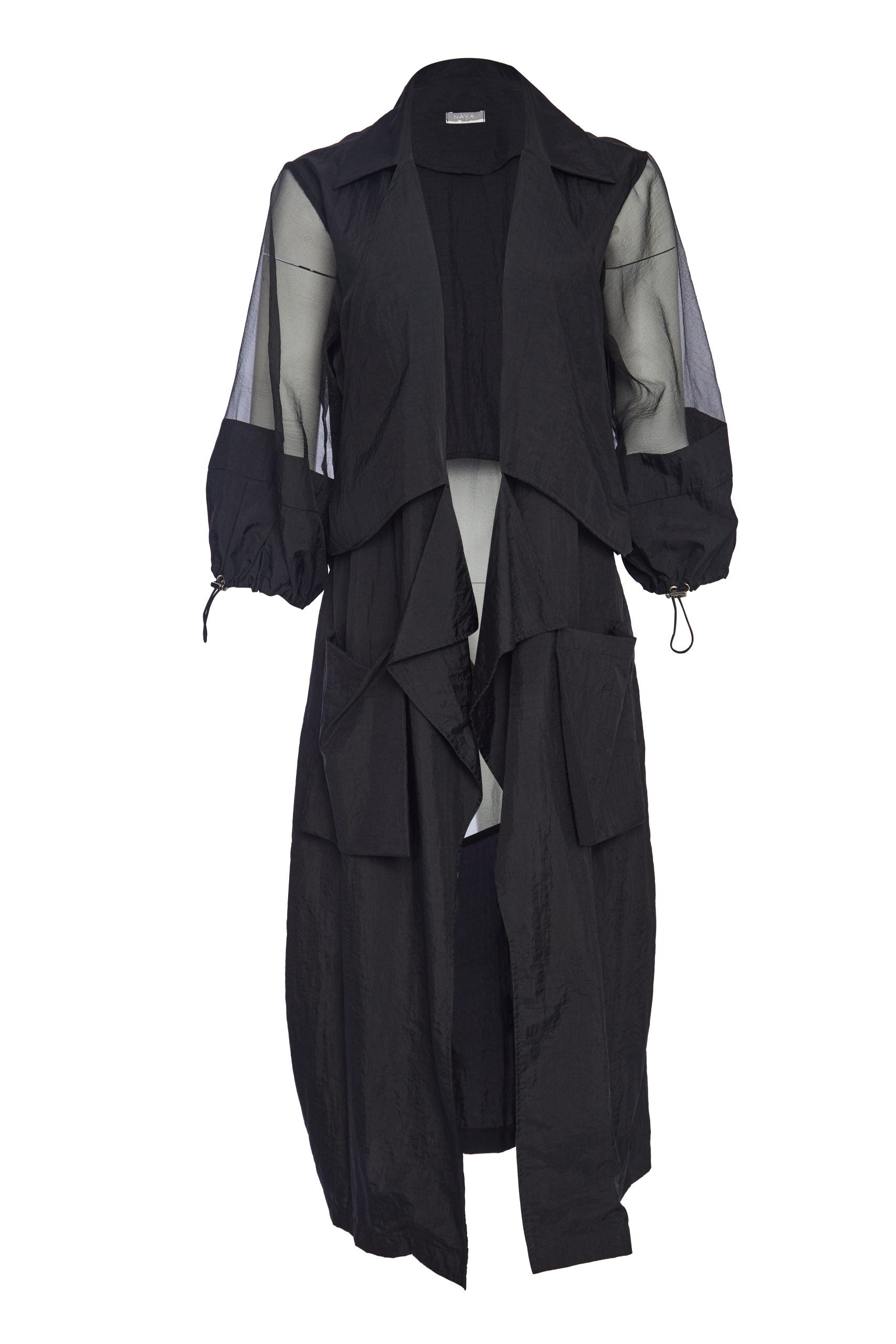 Naya Black Coat with mixed fabrics