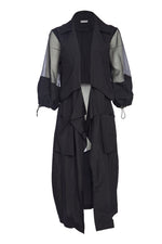 Load image into Gallery viewer, Naya Black Coat with mixed fabrics
