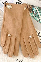 Glove with Pearl ring and cuff