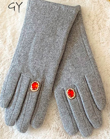 Gloves with Red stone ring finger