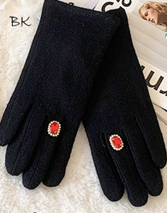 Gloves with Red stone ring finger