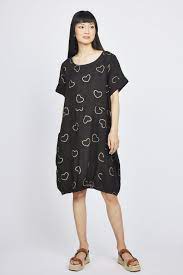 Pistache Linen Dress Heart Print