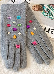 Gloves with Rhine stones